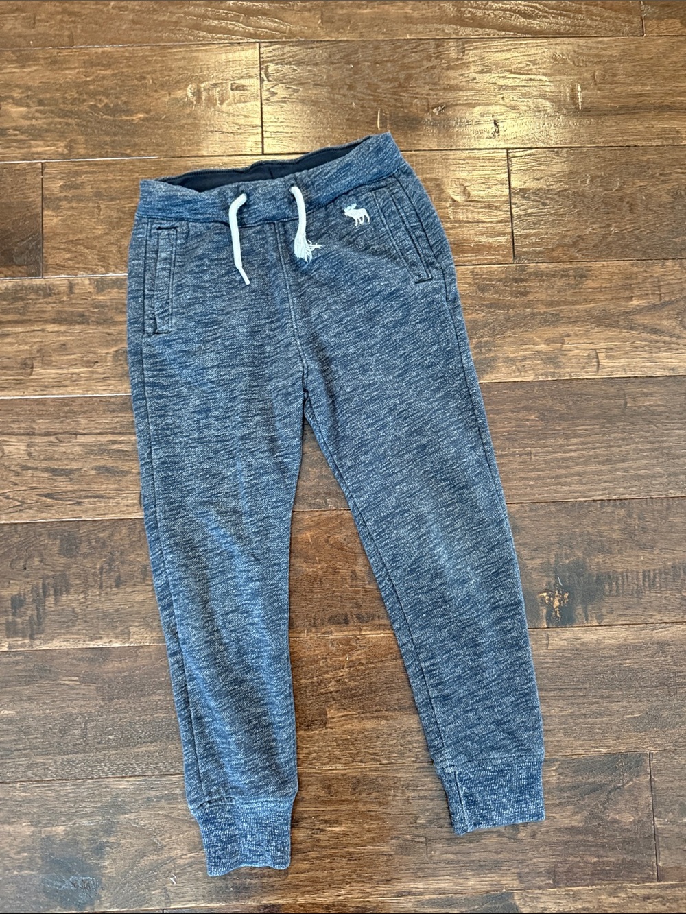 abercrombie kids heather navy pull‑on joggers with white drawstring